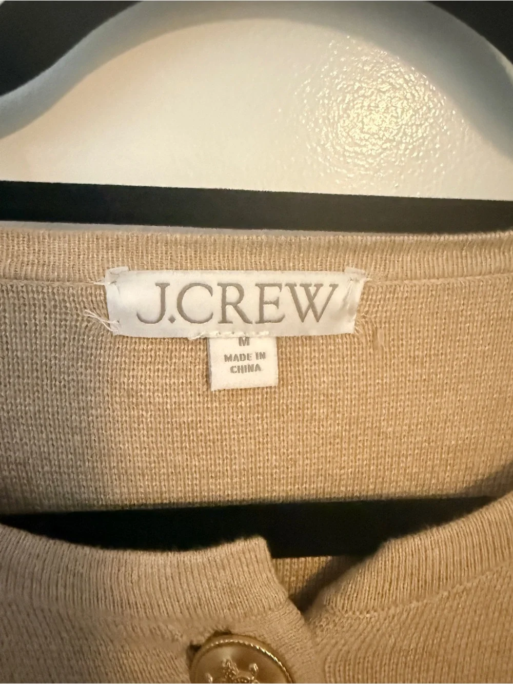 J.Crew Camel Longline Gold Button Cardigan Sweater